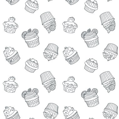 Keklerle desenli. Keklerin arka-arka-arka-beyaz arka planı. Vektör 8 Eps.