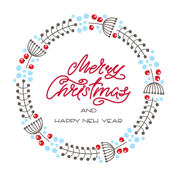 Merry Christmas Happy New Year Illustration Winter Holidays Flat Style — Stock Vector