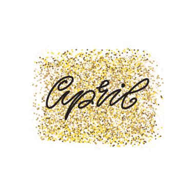 Nisan. Altın arka planda el yazısıyla yazılmış bir kış ayının resmi. Takvim, davetiye ya da tişört baskısı için kullanılabilir. Vektör 8 Eps.