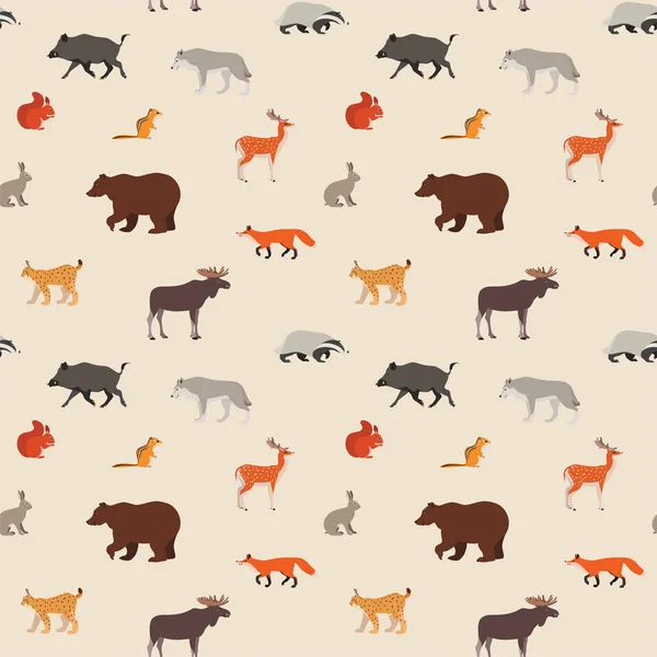 Motif Des Animaux Des Bois Modèle Sans Couture Avec Des — Image vectorielle