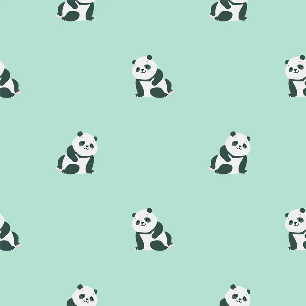 Fond Animal Modèle Sans Couture Avec Des Pandas Bébé Assis — Image vectorielle