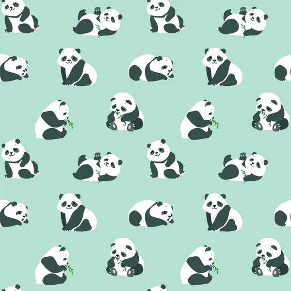 Fondo Animal Patrón Sin Costuras Con Lindos Pandas Bebé Sobre — Archivo Imágenes Vectoriales