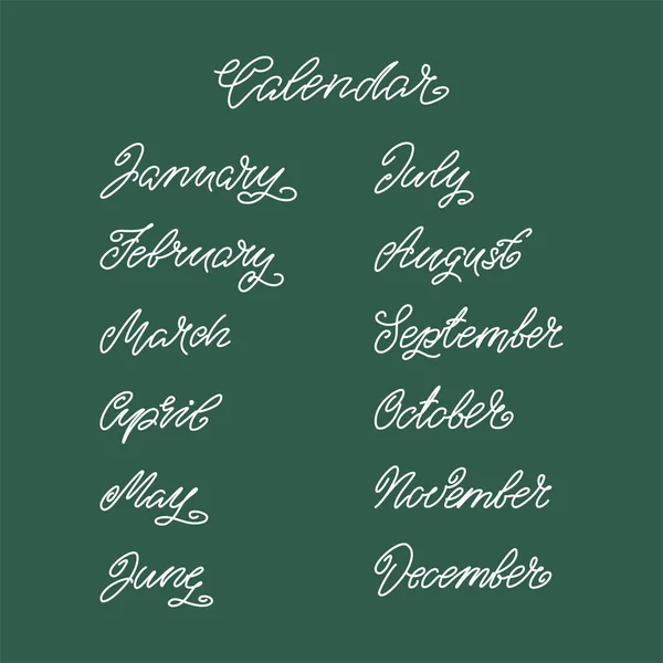 Monatsnamen Handschriftliches Set Mit Monatsnamen Des Jahres Kann Für Kalender — Stockvektor