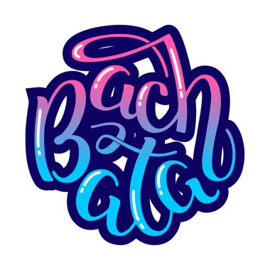 Bachata. Beyaz arka planda izole edilmiş parlak el yazısı kelime. Logo, broşür, davetiye ya da tişört baskısı için kullanılabilir. Vektör 8 Eps.