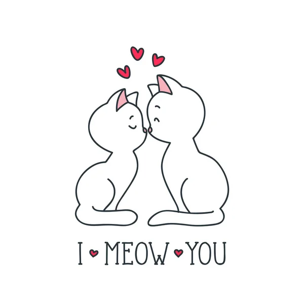 Mijo Ilustração Gatos Bonitos Amor Isolado Fundo Branco Vetor Eps —  Vetores de Stock