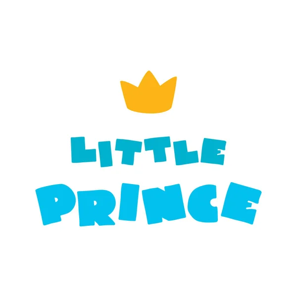 Petit Prince Mignon Lettrage Style Dessin Animé Décoré Une Couronne — Image vectorielle