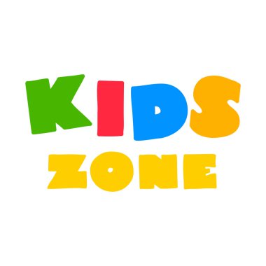 Çocuk Bölgesi. Oyun odası logosu beyaz arka planda izole edilmiş çizgi film tarzında. Vektör 8 EPS.