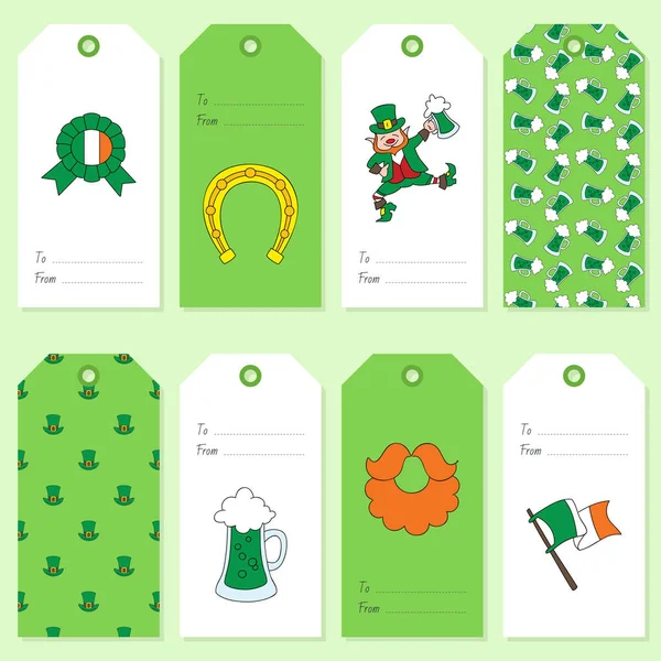 Les Étiquettes Cadeaux Saint Patrick Ensemble Étiquettes Cadeaux Avec Des — Image vectorielle