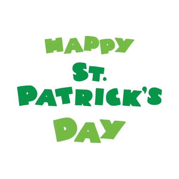 Joyeuse Saint Patrick Inscription Faite Symboles Verts Dans Style Dessin — Image vectorielle