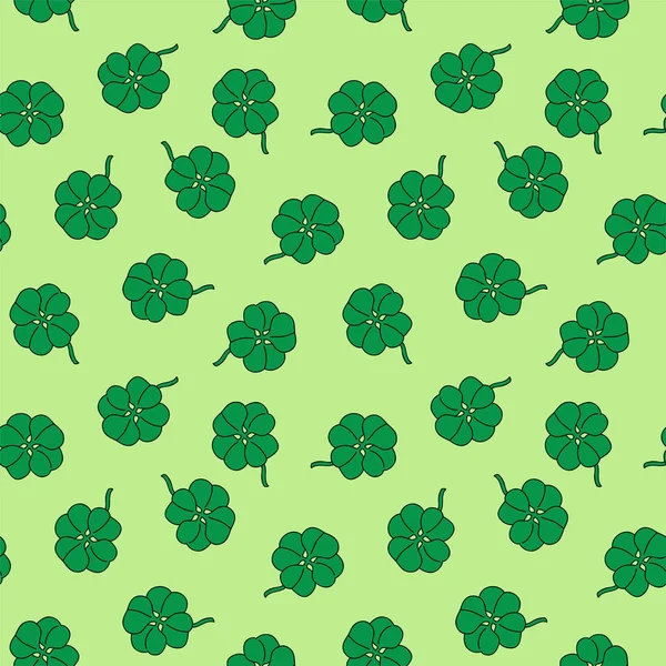 Fête Saint Patrick Modèle Sans Couture Doodle Trèfles Illustration Style — Image vectorielle