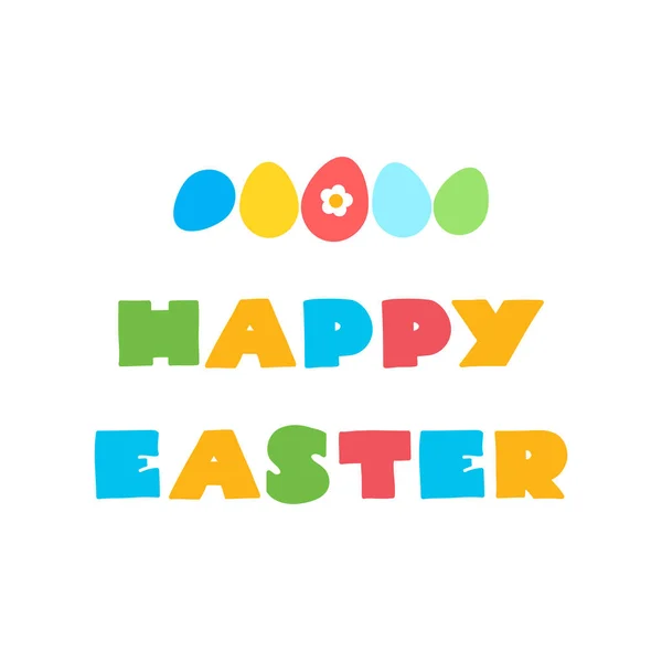 Feliz Pascua Tipografía Vacaciones Primavera Decorada Con Huevos Colores Puede — Vector de stock