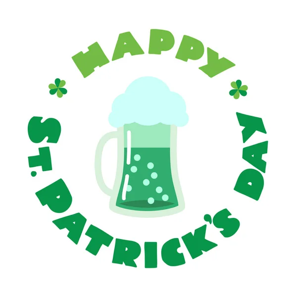 Joyeuse Saint Patrick Illustration Une Pinte Bière Verte Sur Fond — Image vectorielle