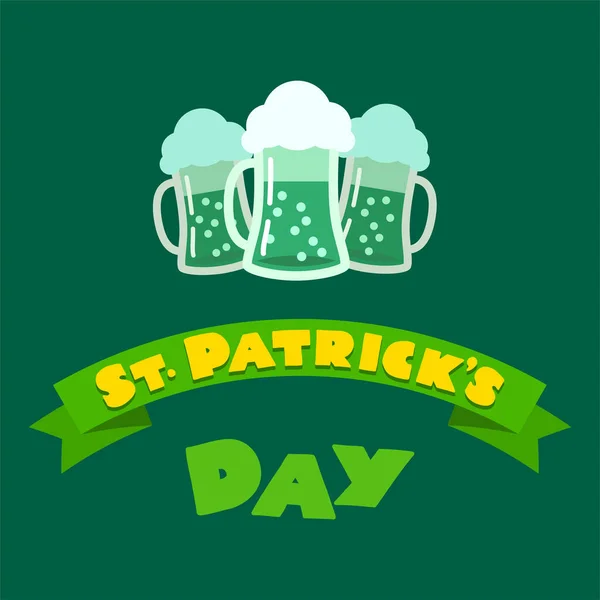 Saint Patrick Phrase Saint Patrick Illustration Trois Pintes Bière Verte — Image vectorielle