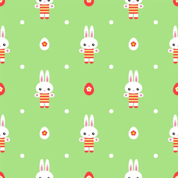 Cute Easter Background Seamless Pattern Little White Rabbits Eggs Light — Stock Vector