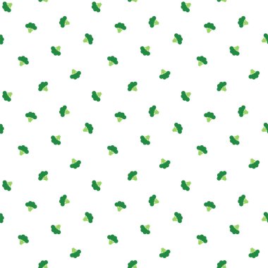 Sebze deseni. Beyaz arka planda düz stil brokoli sebzelerinin kusursuz deseni. Vektör 8 EPS.