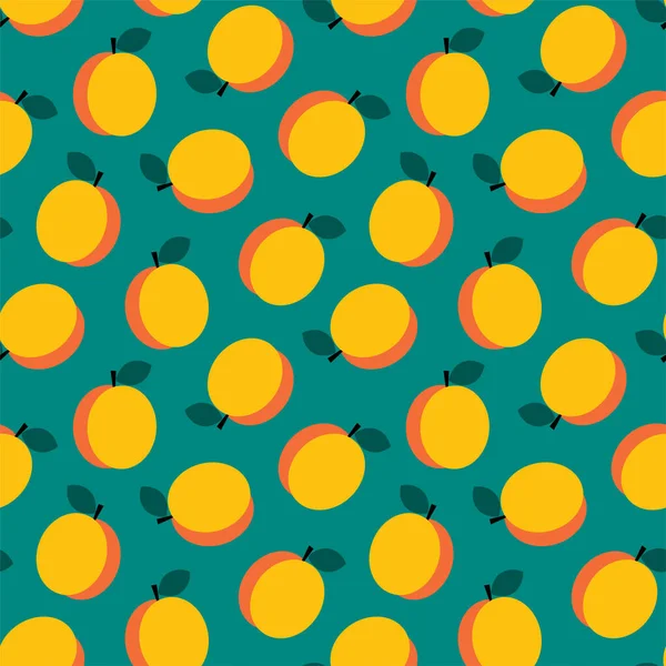 Modèle Fruits Motif Sans Couture Abricots Dans Style Plat Sur — Image vectorielle