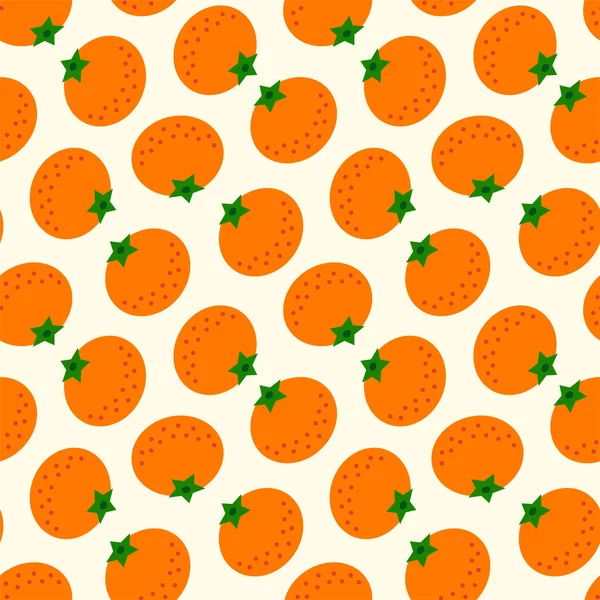 Modèle Fruits Modèle Sans Couture Mandarines Dans Style Plat Sur — Image vectorielle