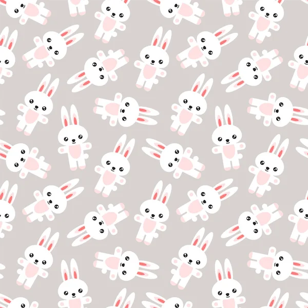Cute Animal Pattern Illustration White Rabbits Light Gray Background Illustration — Stock Vector