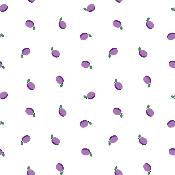 Fruchtmuster Nahtloses Muster Kleiner Pflaumen Flachem Stil Auf Weißem Hintergrund — Stockvektor