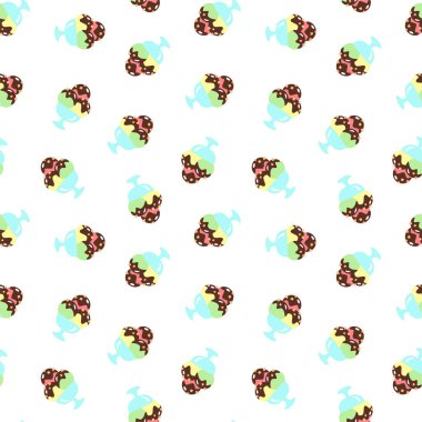 Tatlı kalıbı. Dondurmaların bembeyaz arkaplanda düz bir şekilde çizilmiş hali. Vektör 8 EPS.