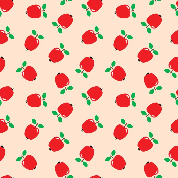 Modèle Fruits Modèle Sans Couture Pommes Rouges Dans Style Plat — Image vectorielle