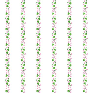 Çiçekli çizgili desen. Beyaz arka planda yoncadan yapılmış çizgilerin resmi. Vektör 8 EPS.