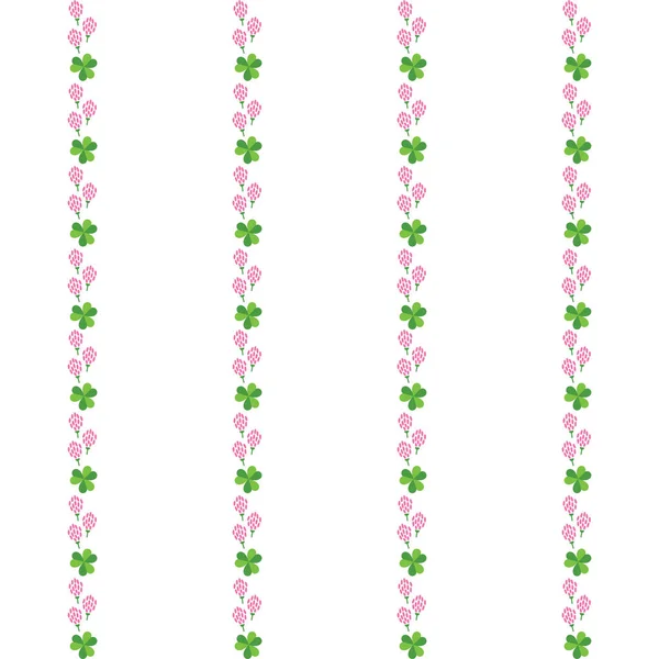 Motif Rayé Floral Illustration Rayures Trèfle Sur Fond Blanc Vecteur — Image vectorielle