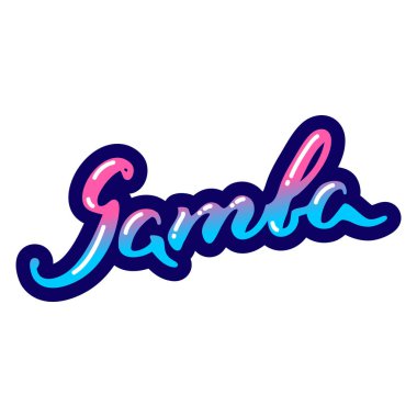 Samba. Beyaz arka planda el yazısıyla çizilmiş 