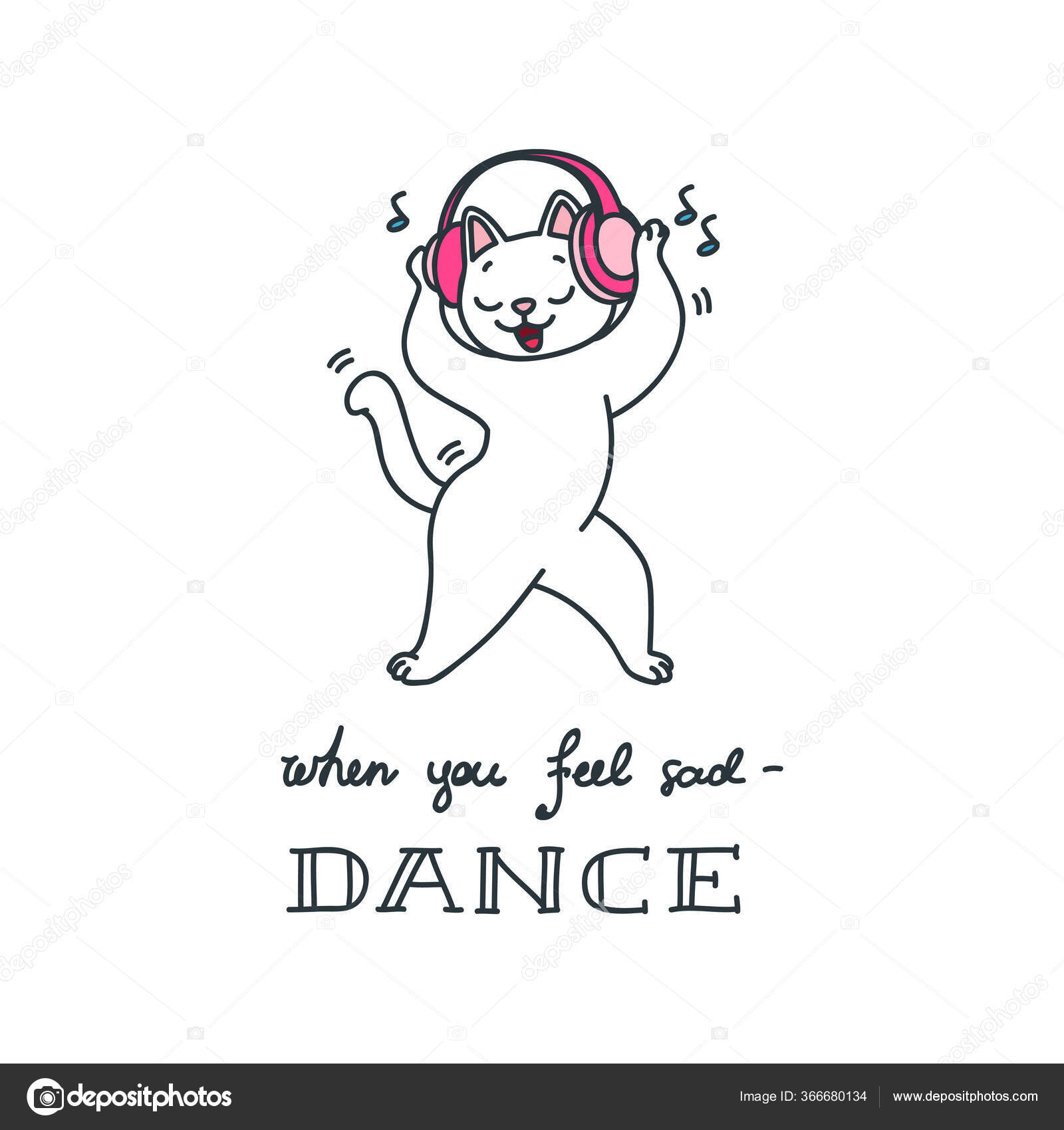 You Feel Sad Dance Illustration Cute Dancing Cat Isolated White Stock  Vector by ©SlyBrowney 366680134