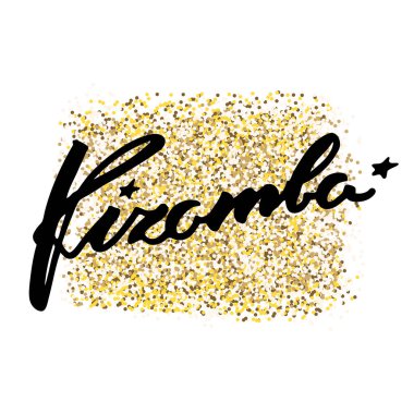 Kizomba. Altın yaldızlı arka planda parlak el yazısı 