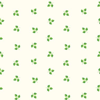 Çiçek deseni. Açık sarı arkaplanda düz bir yeşil yaprak tasviri. Vektör 8 EPS.