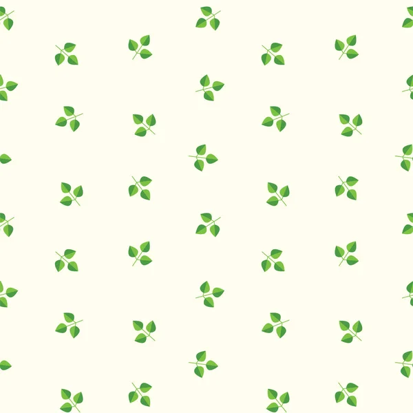 Bloemenpatroon Illustratie Van Groene Bladeren Vlakke Stijl Een Lichtgele Achtergrond — Stockvector