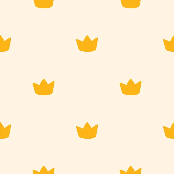 Cute Pattern Illustration Golden Crowns Light Yellow Background Vector Eps — Stock Vector