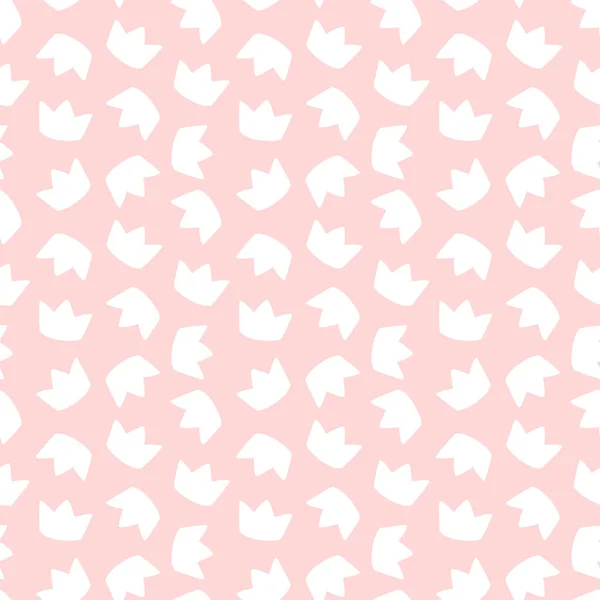 かわいいパターンだ 淡いピンクの背景に白い冠のイラスト ベクトル8 Eps — ストックベクタ