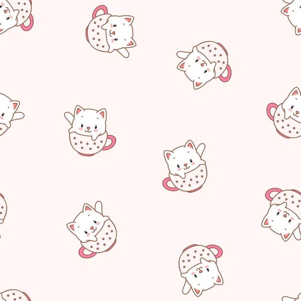 Chaton Modèle Mignon Illustration Chatons Blancs Mignons Assis Dans Des — Image vectorielle