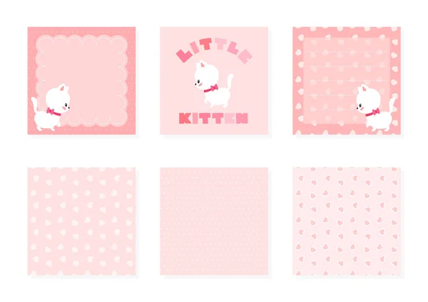 Kids Notebook Page Templates Cute Pink Memo Pads Decorated Little — Stock Vector