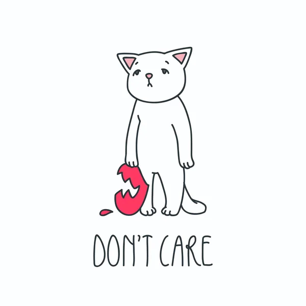 Je M En Fiche Illustration D Un Chat Blanc Triste Avec Le Cœur Brise Dans La Patte Objets Isoles Sur Fond Blanc Vecteur 8 Spe Animaux Soins Stock Photo