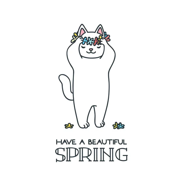 Ayez Un Beau Printemps Illustration Caniche D Un Chat Mignon Portant Une Couronne De Fleurs Vecteur 8 Spe C Est Drole Souhaite Stock Photo