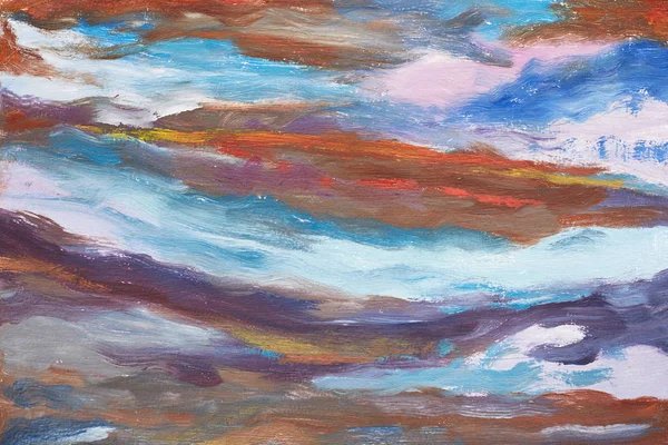 En bild av abstrakt vågor. Handritad oljemålning. Ett verk av konstnären. Ett landskap med vatten. Färgstarka bakgrund oljemålning — Stockfoto
