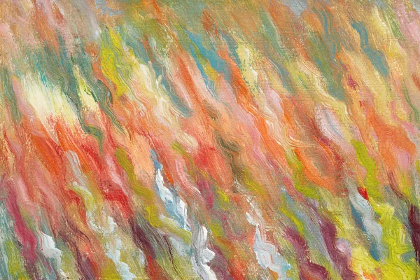 Hand getrokken olieverfschilderij. Penseelstreken van felle kleuren. Hedendaagse kunst. Kleurrijk canvas. Een werk van een getalenteerde schilder. — Stockfoto