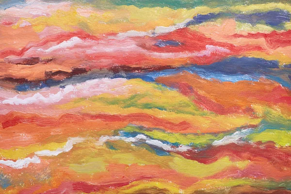 Achtergrond van de abstracte kunst. Oranje, gele, rode, blauwe textuur. Penseelstreken van verf. Handgeschilderde foto. Hedendaagse kunst. — Stockfoto