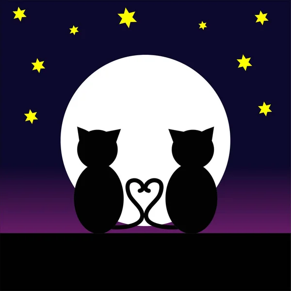 Katten in de nacht — Stockvector