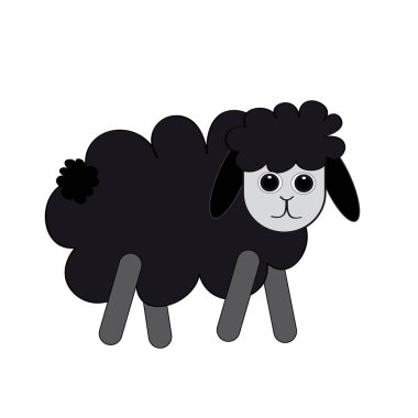 Beyaz arka planda siyah koyun.