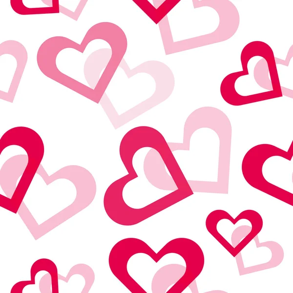 Červené a růžové valentine srdce na bílém podkladu. — Stockový vektor