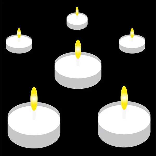 Candles on black background. — Stock Vector