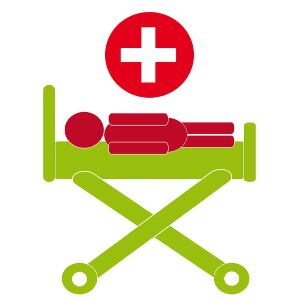 Símbolo de cama de hospital no fundo branco — Vetor de Stock