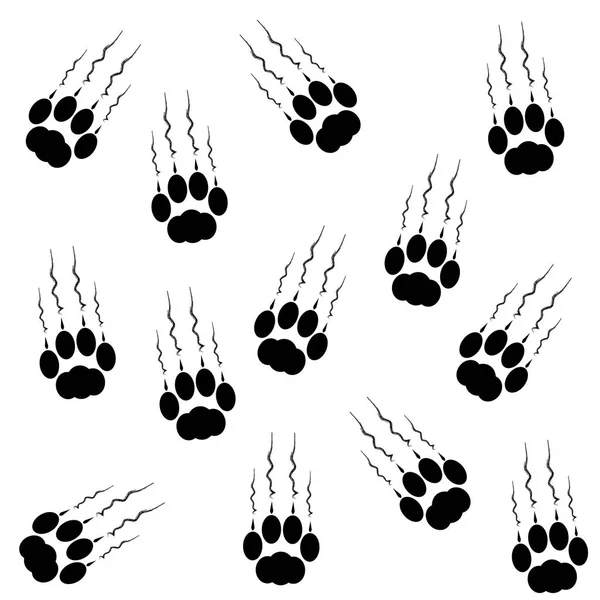 Cat paws with claws and scratches on white background — Stock Vector