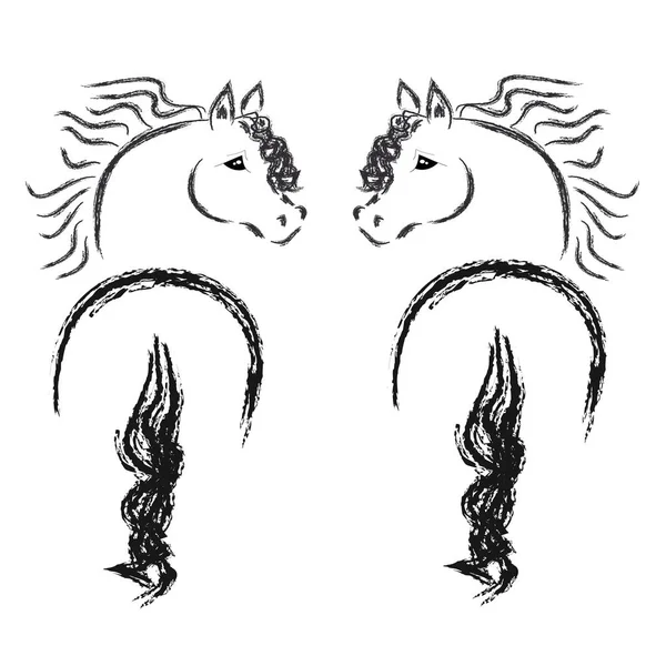 Лошади на белом фоне — стоковый вектор