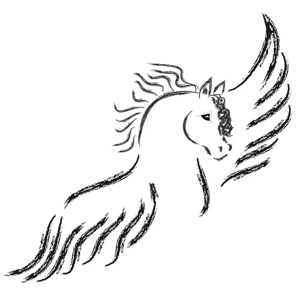 Silhouette Pegasus sur fond blanc — Image vectorielle