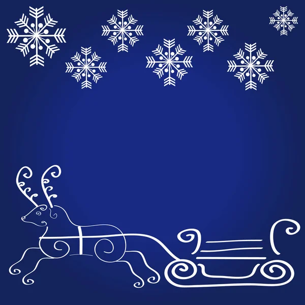 Рождественский олень на голубом фоне — стоковый вектор